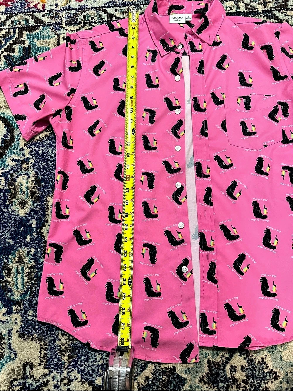 Cabana Men's Printed Button Down in Pink Size Medium